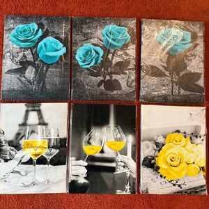 Set of Artistic Floral and Wine Glass Prints